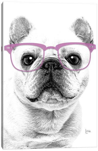 French Bulldog With Violet Glasses Canvas Art Print - Printable Lisa's Pets