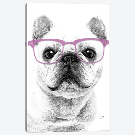 French Bulldog With Violet Glasses Canvas Print #LIP165} by Printable Lisa's Pets Canvas Art