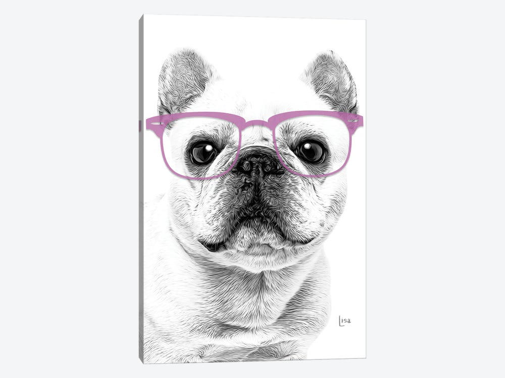 French Bulldog With Violet Glasses by Printable Lisa's Pets 1-piece Canvas Art Print