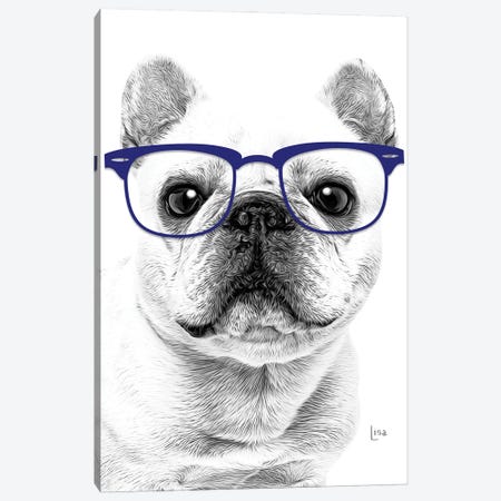 French Bulldog With Blue Glasses Canvas Print #LIP166} by Printable Lisa's Pets Canvas Art