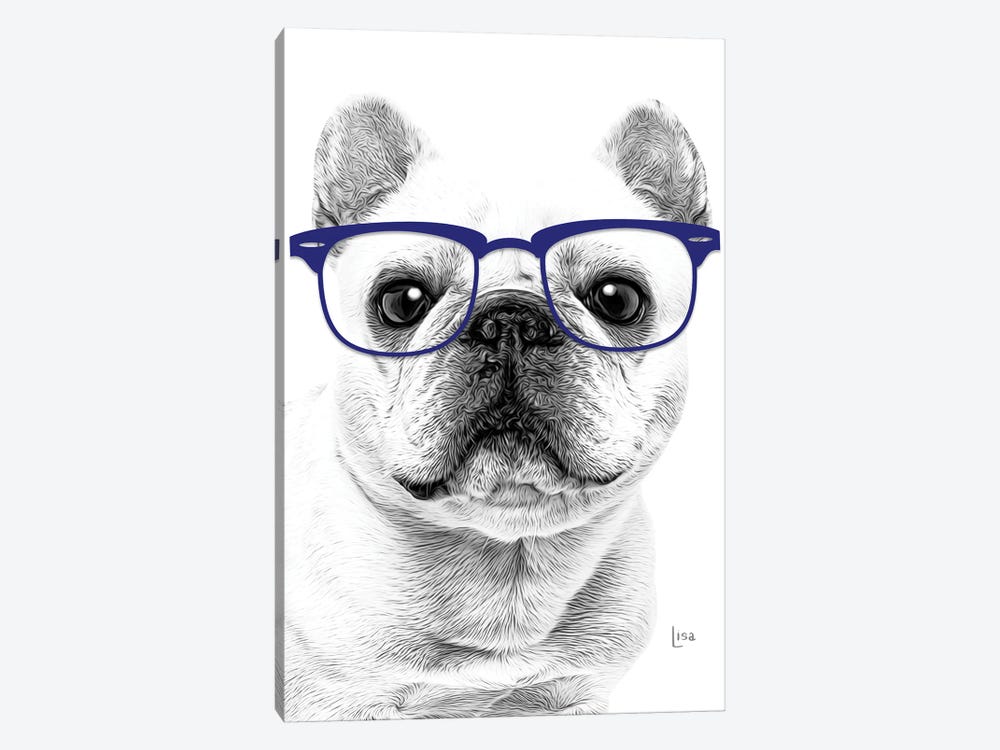 French Bulldog With Blue Glasses by Printable Lisa's Pets 1-piece Canvas Art
