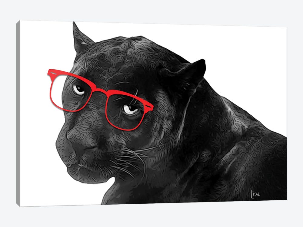 Panther With Red Glasses by Printable Lisa's Pets 1-piece Canvas Art Print
