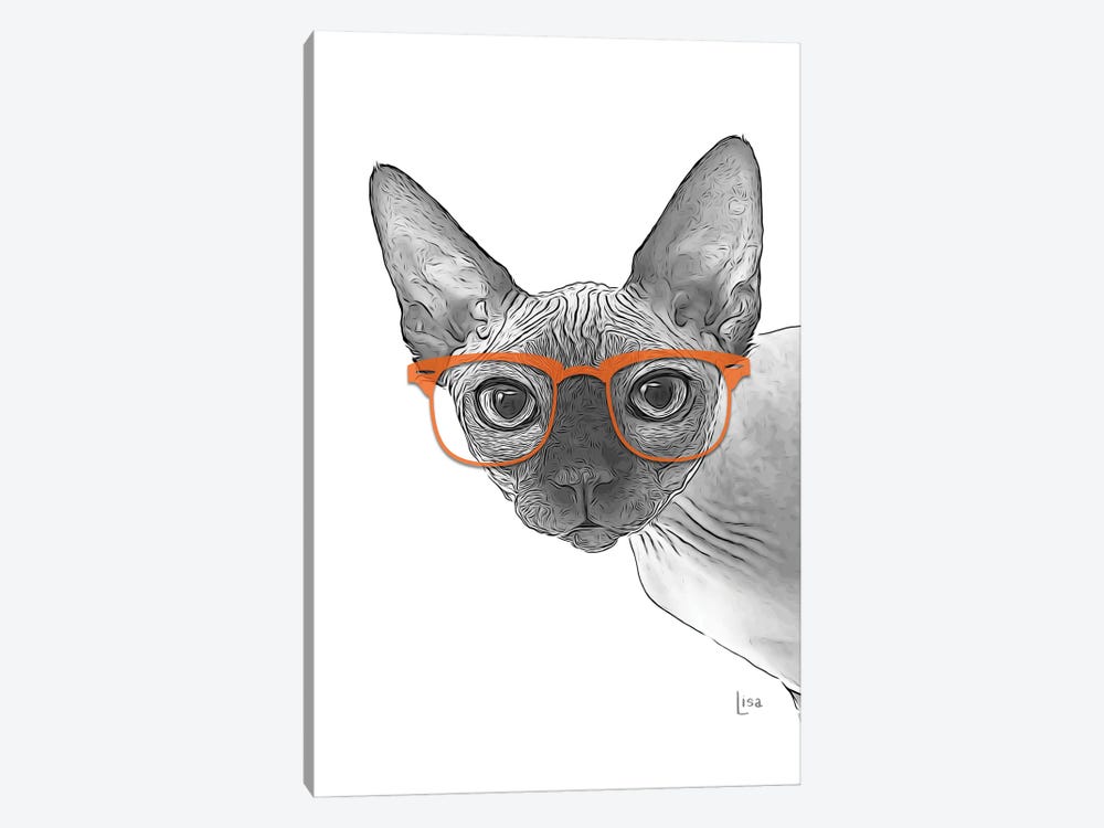 Sphynxcat With Orange Glasses by Printable Lisa's Pets 1-piece Art Print