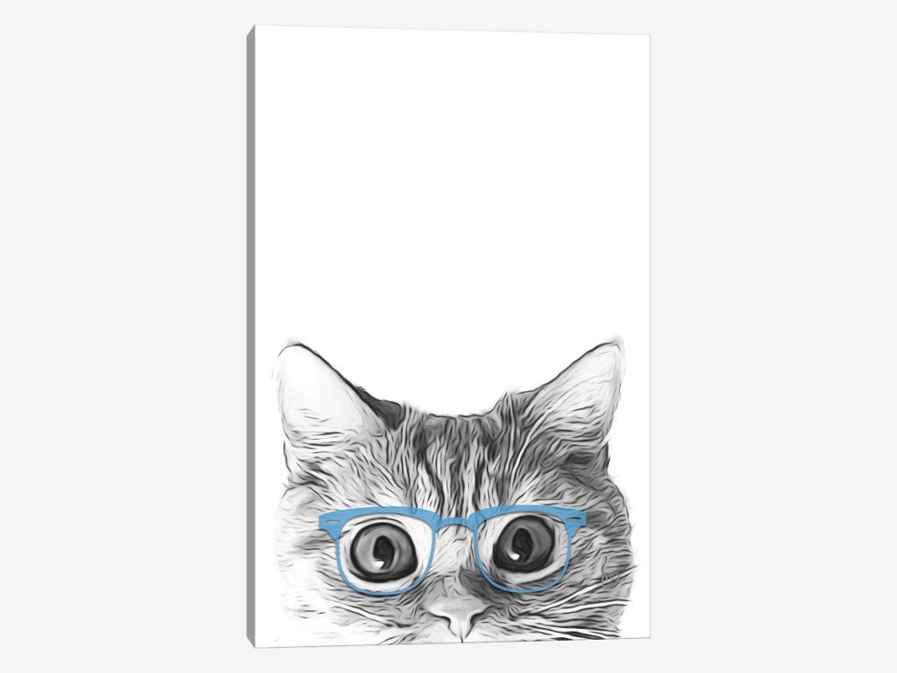 Cat Face With Blue Glasses by Printable Lisa's Pets 1-piece Canvas Artwork