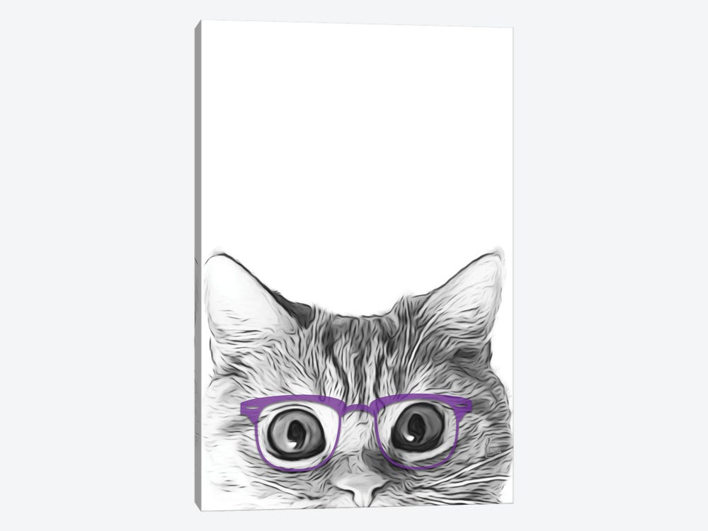 Cat Face With Violet Glasses by Printable Lisa's Pets 1-piece Canvas Print