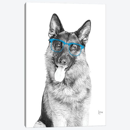 German Shepherd With Blue Glasses Canvas Print #LIP175} by Printable Lisa's Pets Canvas Print