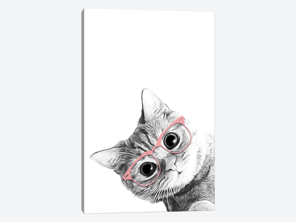 Baby Cat With Pink Glasses by Printable Lisa's Pets 1-piece Canvas Art Print