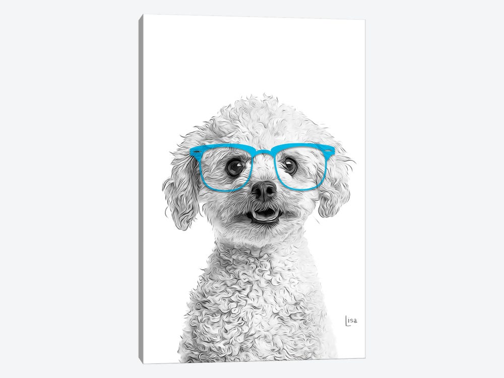 Poodle With Blue Glasses by Printable Lisa's Pets 1-piece Canvas Wall Art
