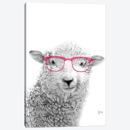 Sheep With Glasses Canvas Print #LIP17} by Printable Lisa's Pets Canvas Art