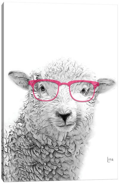 Sheep With Glasses Canvas Art Print - Printable Lisa's Pets