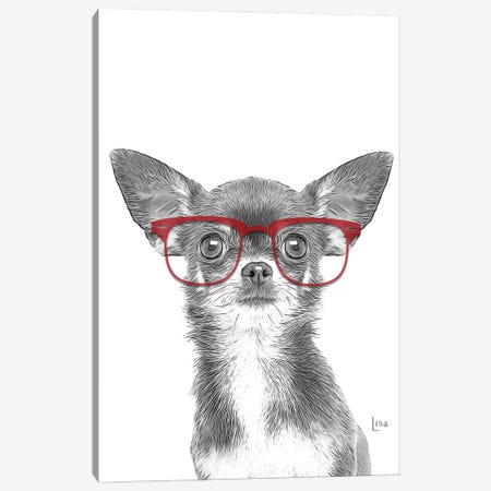Chihuahua With Red Glasses Canvas Print #LIP180} by Printable Lisa's Pets Canvas Print
