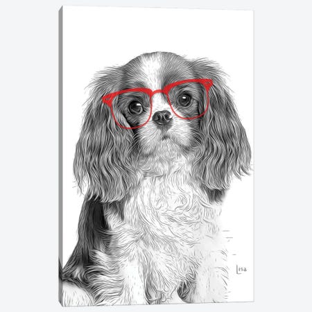 Cavalierking With Red Glasses Canvas Print #LIP183} by Printable Lisa's Pets Canvas Art Print