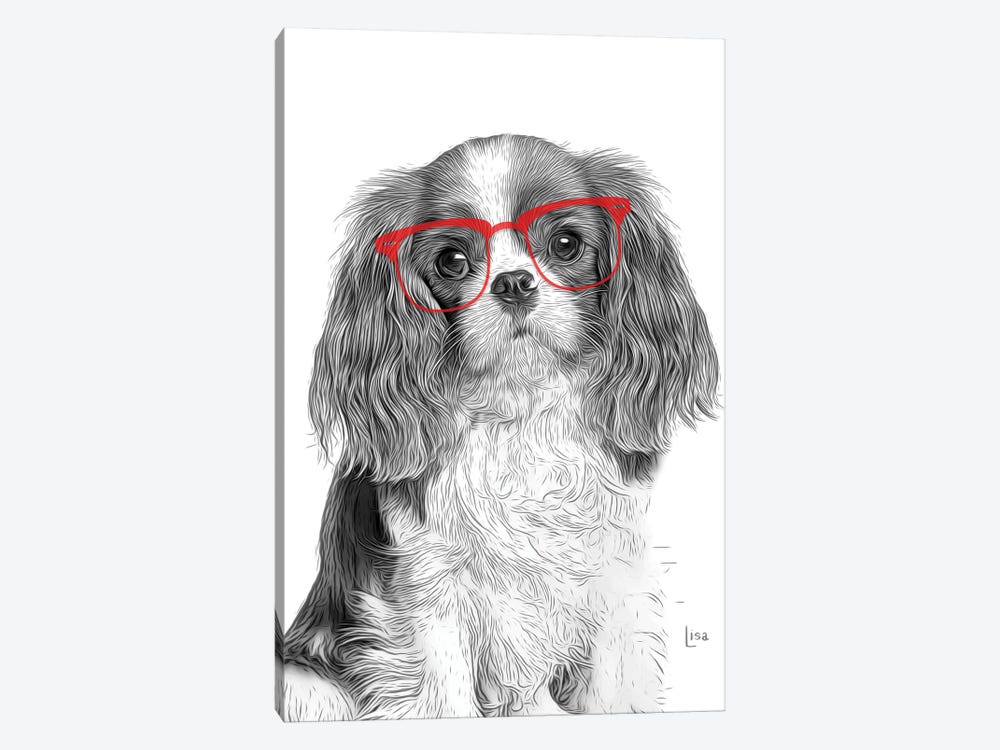Cavalierking With Red Glasses by Printable Lisa's Pets 1-piece Art Print