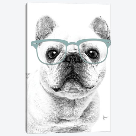 French Bulldog With Glasses Canvas Print #LIP185} by Printable Lisa's Pets Canvas Artwork