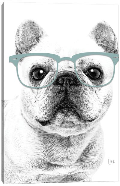 French Bulldog With Glasses Canvas Art Print - Printable Lisa's Pets