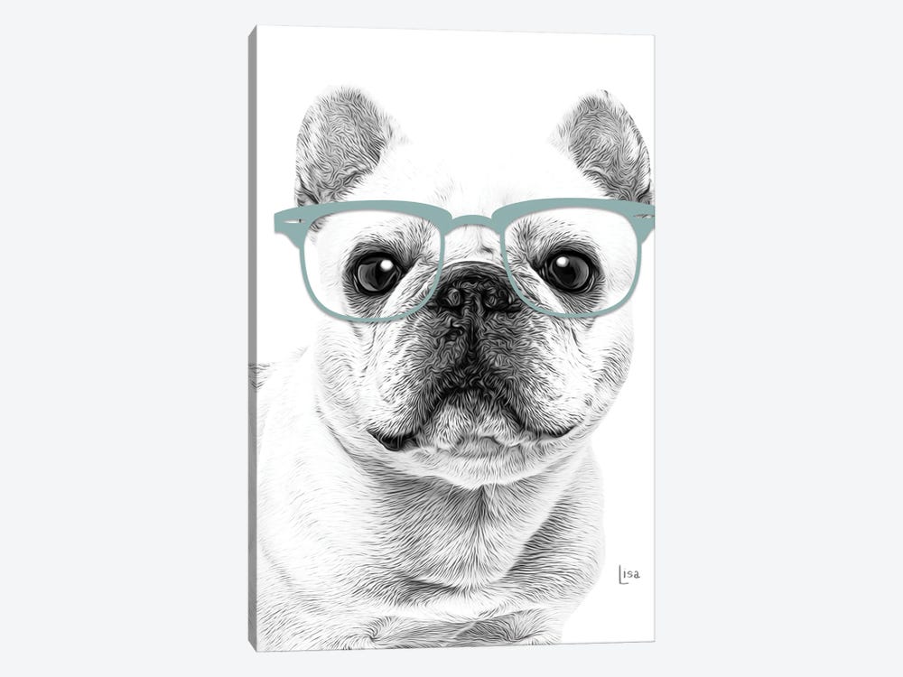 French Bulldog With Glasses by Printable Lisa's Pets 1-piece Canvas Print