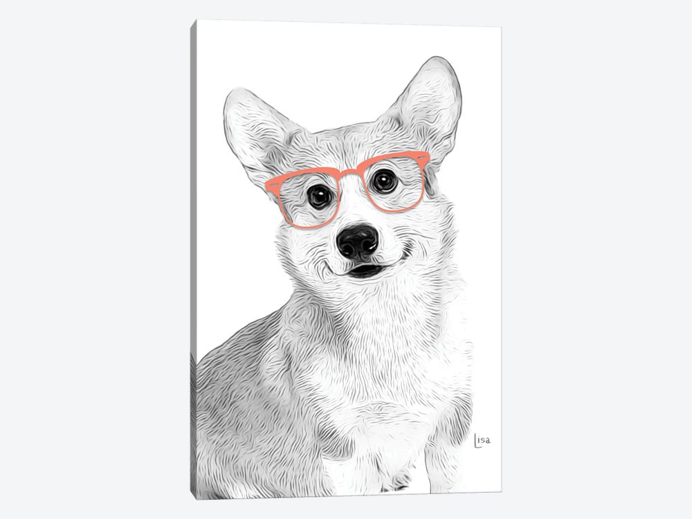Corgy With Orange Glasses by Printable Lisa's Pets 1-piece Canvas Artwork