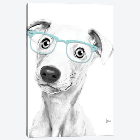 Greyhound With Glasses Canvas Print #LIP189} by Printable Lisa's Pets Canvas Art Print
