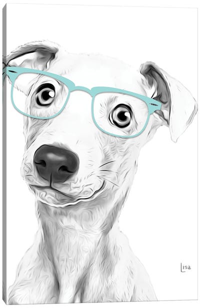 Greyhound With Glasses Canvas Art Print - Printable Lisa's Pets