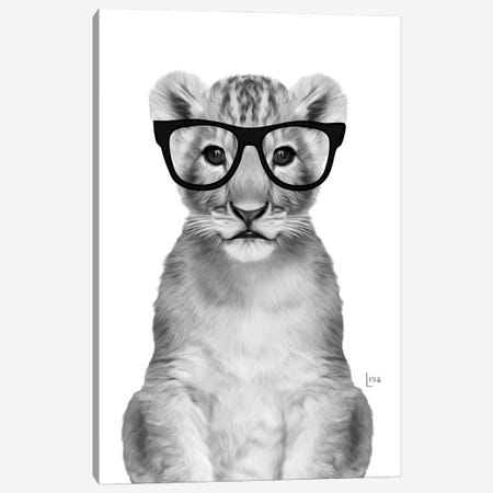 Lion With Black Glasses Canvas Print #LIP18} by Printable Lisa's Pets Art Print