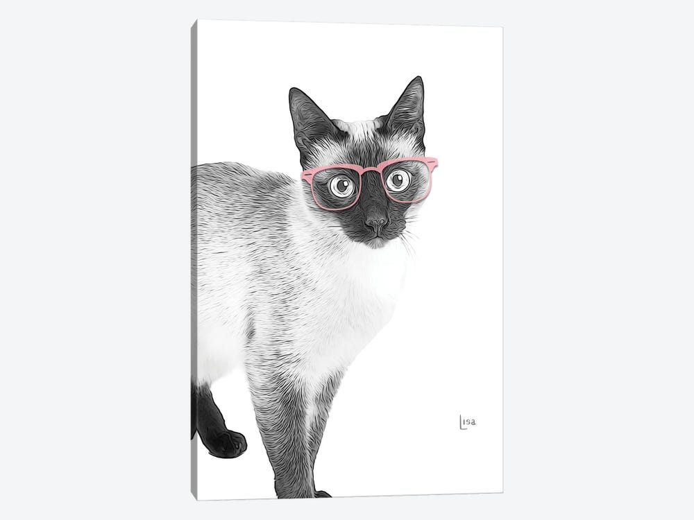 Siamese With Pink Glasses by Printable Lisa's Pets 1-piece Canvas Print