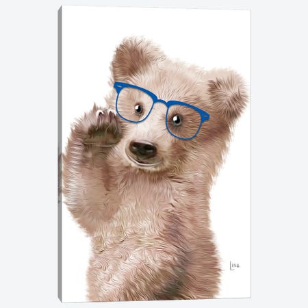 Baby Bear With Blue Glasses Canvas Print #LIP192} by Printable Lisa's Pets Canvas Artwork