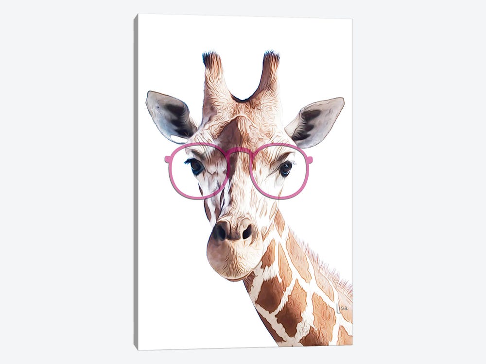 Giraffe With Pink Glasses by Printable Lisa's Pets 1-piece Canvas Print