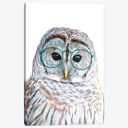 Color Owl With Green Glasses Canvas Print #LIP195} by Printable Lisa's Pets Art Print
