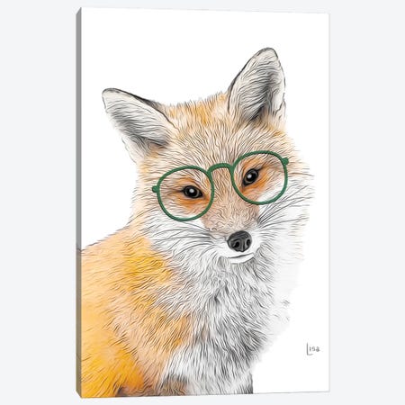 Fox With Green Glasses Canvas Print #LIP196} by Printable Lisa's Pets Art Print