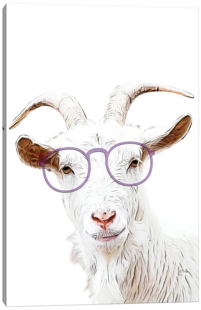 Goat With Purple Glasses Canvas Art Print - Goat Art