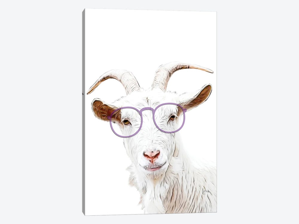 Goat With Purple Glasses by Printable Lisa's Pets 1-piece Canvas Artwork