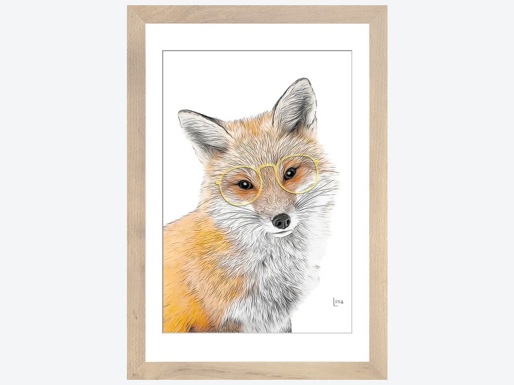 Color Fox With Yellow Glasse - Canvas Wall Art