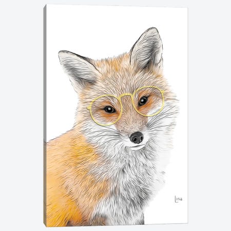 Color Fox With Yellow Glasses Canvas Print #LIP198} by Printable Lisa's Pets Canvas Art
