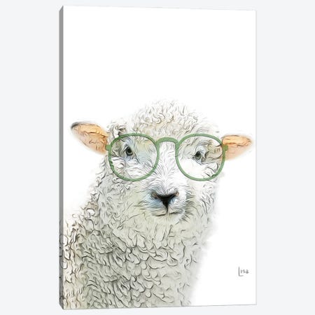 Color Sheep With Green Glasses Canvas Print #LIP199} by Printable Lisa's Pets Canvas Art