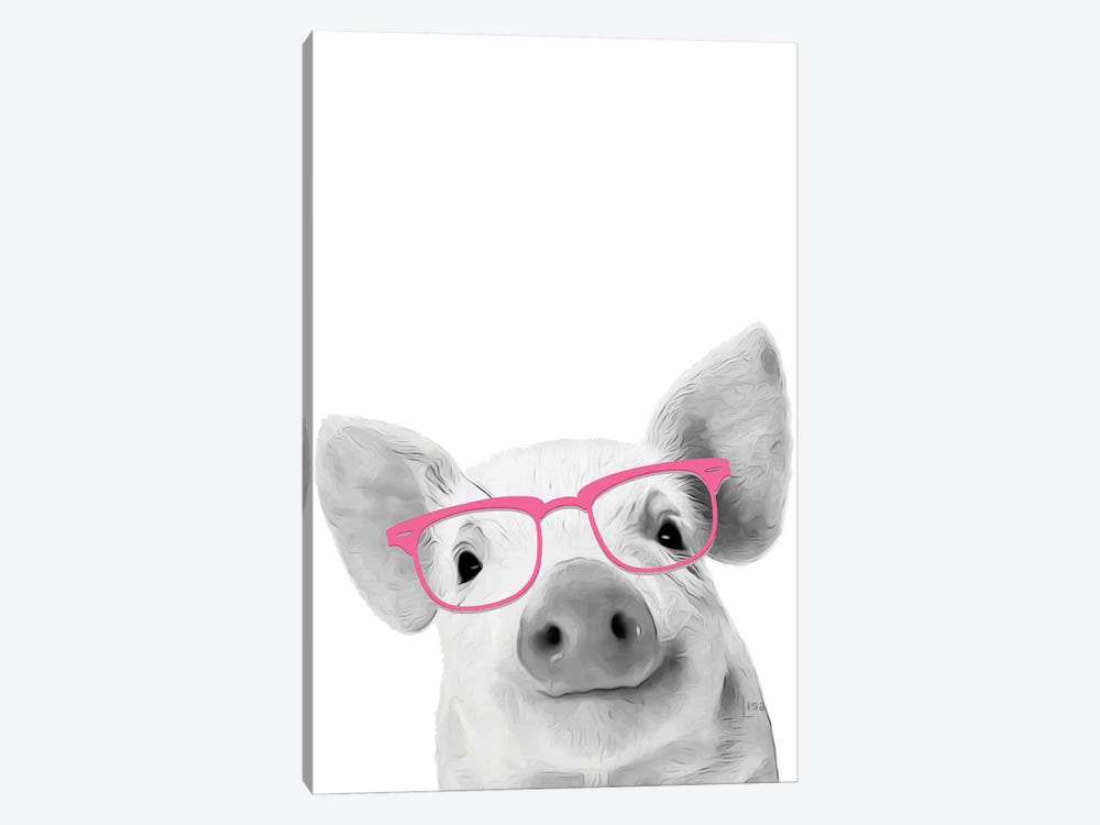 Pig With Pink Glasses by Printable Lisa's Pets 1-piece Canvas Art