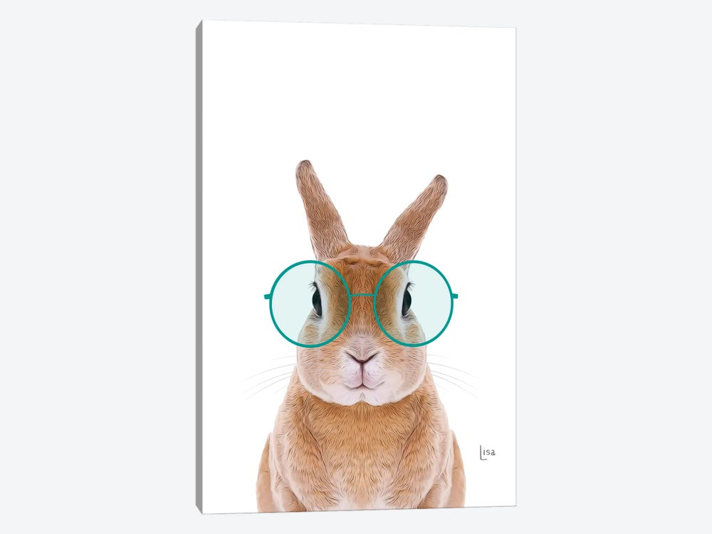 Color Bunny With Glasses by Printable Lisa's Pets 1-piece Canvas Artwork