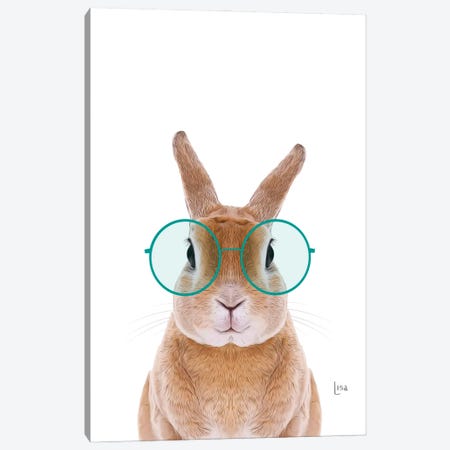 Color Bunny With Glasses Canvas Print #LIP202} by Printable Lisa's Pets Canvas Wall Art
