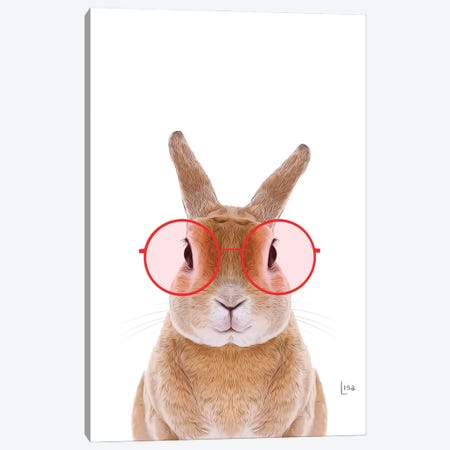 Color Bunny With Red Glasses Canvas Print #LIP203} by Printable Lisa's Pets Canvas Art