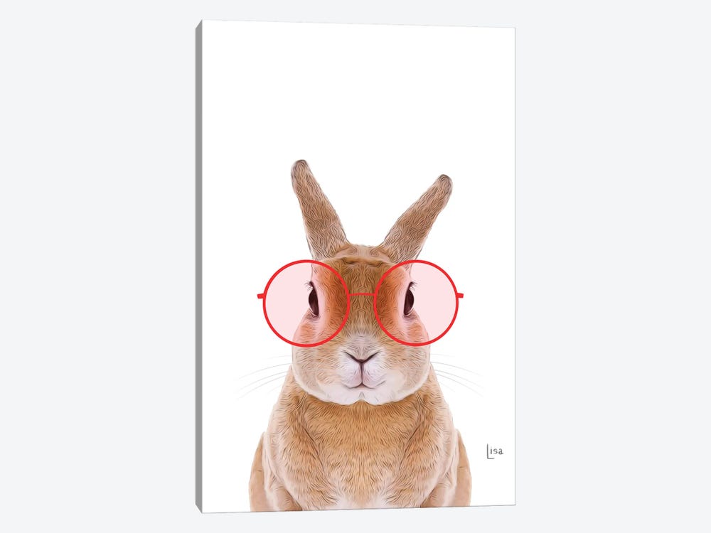 Color Bunny With Red Glasses by Printable Lisa's Pets 1-piece Canvas Art Print