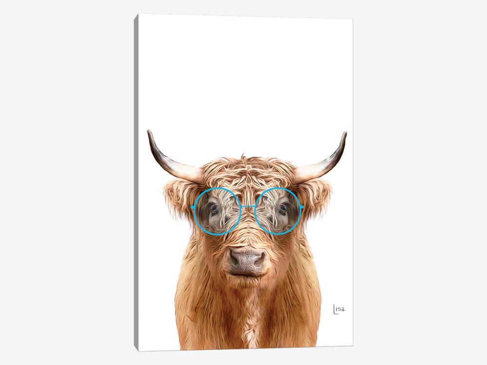 Color Cow With Blue Glasses by Printable Lisa's Pets 1-piece Art Print