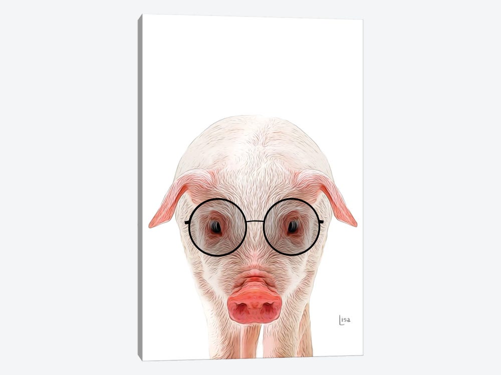 Color Pig With Black Glasses by Printable Lisa's Pets 1-piece Art Print