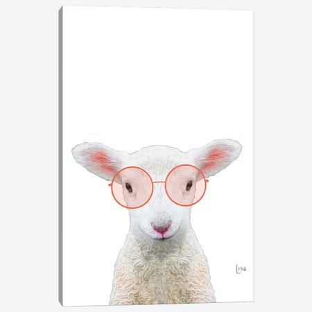 Color Sheep With Pink Glasses Canvas Print #LIP208} by Printable Lisa's Pets Canvas Art