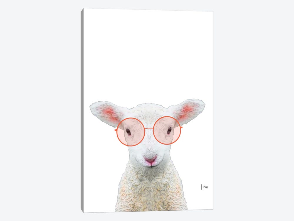 Color Sheep With Pink Glasses by Printable Lisa's Pets 1-piece Canvas Wall Art