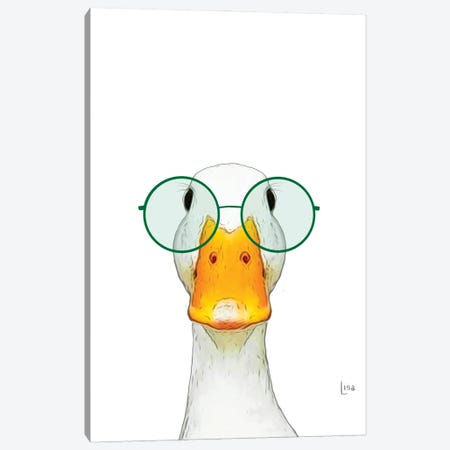 Color Duck With Green Glasses Canvas Print #LIP209} by Printable Lisa's Pets Canvas Art