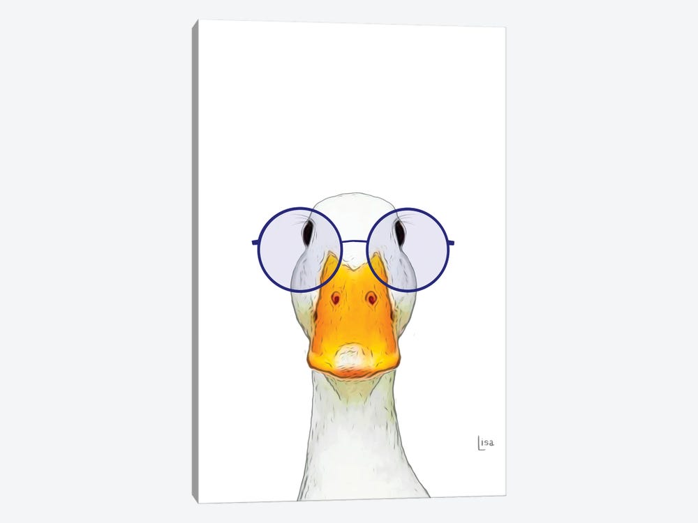 Color Duck With Navy Glasses Ca - Canvas Print | Printable Lisa's Pets