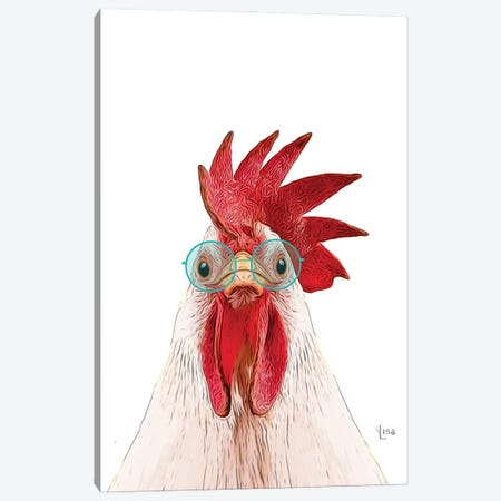 Color Hen With Blue Glasses Canvas Print #LIP211} by Printable Lisa's Pets Canvas Art Print