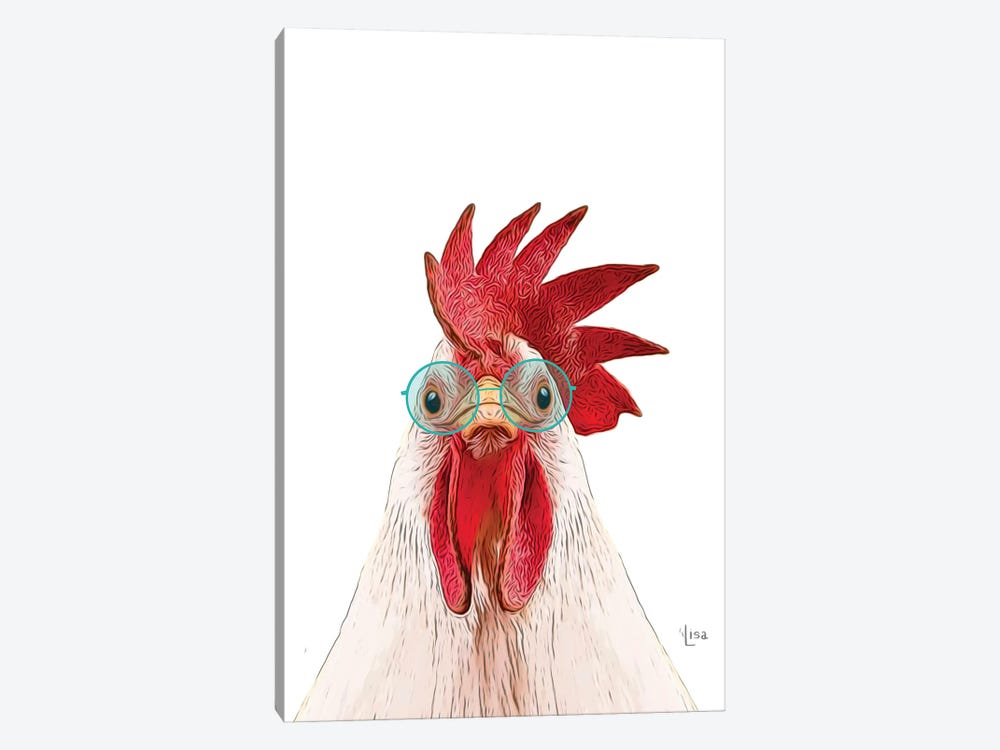 Color Hen With Blue Glasses by Printable Lisa's Pets 1-piece Canvas Wall Art