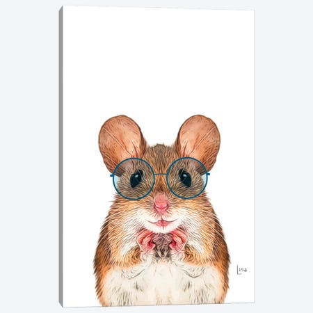 Mouse With Blue Glasses Canvas Print #LIP213} by Printable Lisa's Pets Art Print