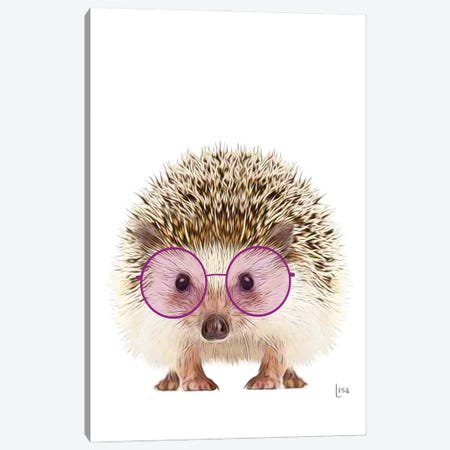 Color Hedgehog With Purple Glasses Canvas Print #LIP214} by Printable Lisa's Pets Canvas Art