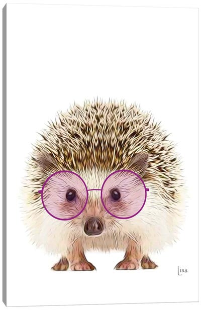 Color Hedgehog With Purple Glasses Canvas Art Print - Hedgehogs